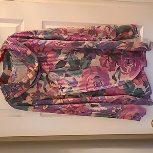 Pink floral Lularoe Kristen cowl neck top soft waffle fabric size xl